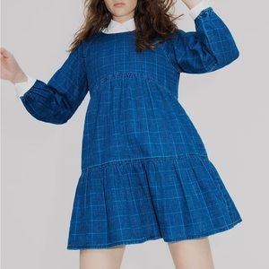 Madewell Windowpane Denim Mini Dress